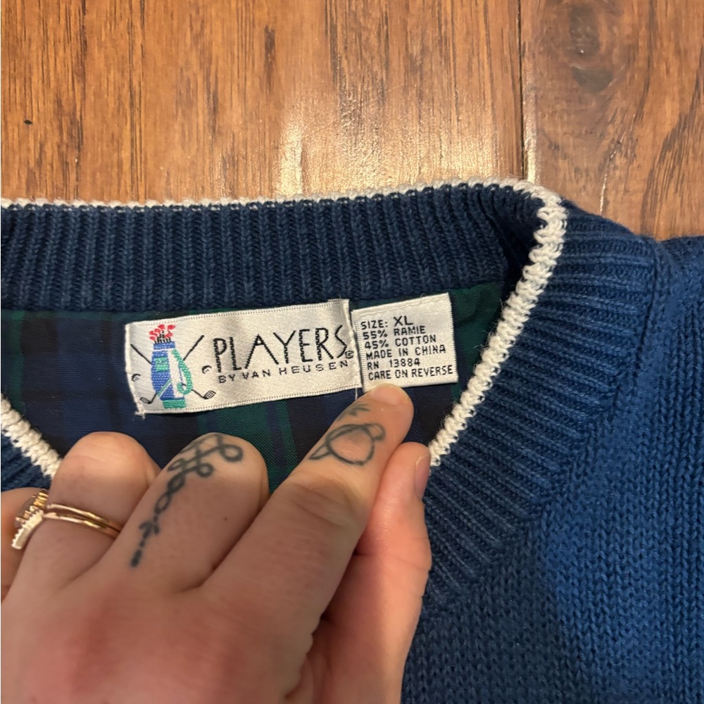 Vintage Players by Van Heusen Golf Sweater XL – Plaid Elbow Patches - Picture 5 of 12